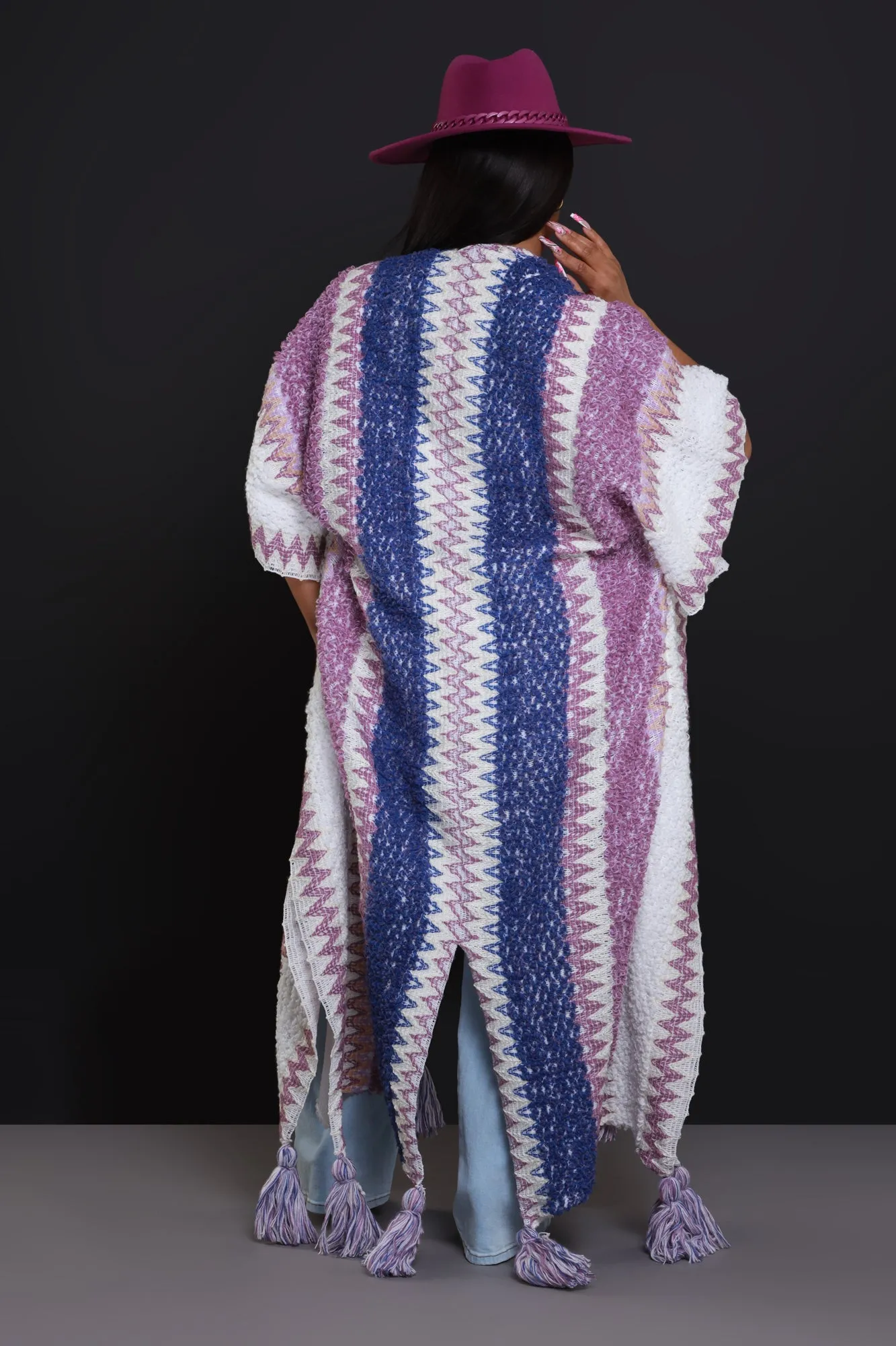 Create Change Longline Knit Cardigan - Lavender Multicolor