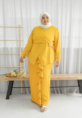 Dafiya Raya Dual Colour Kurung Set - Yellow