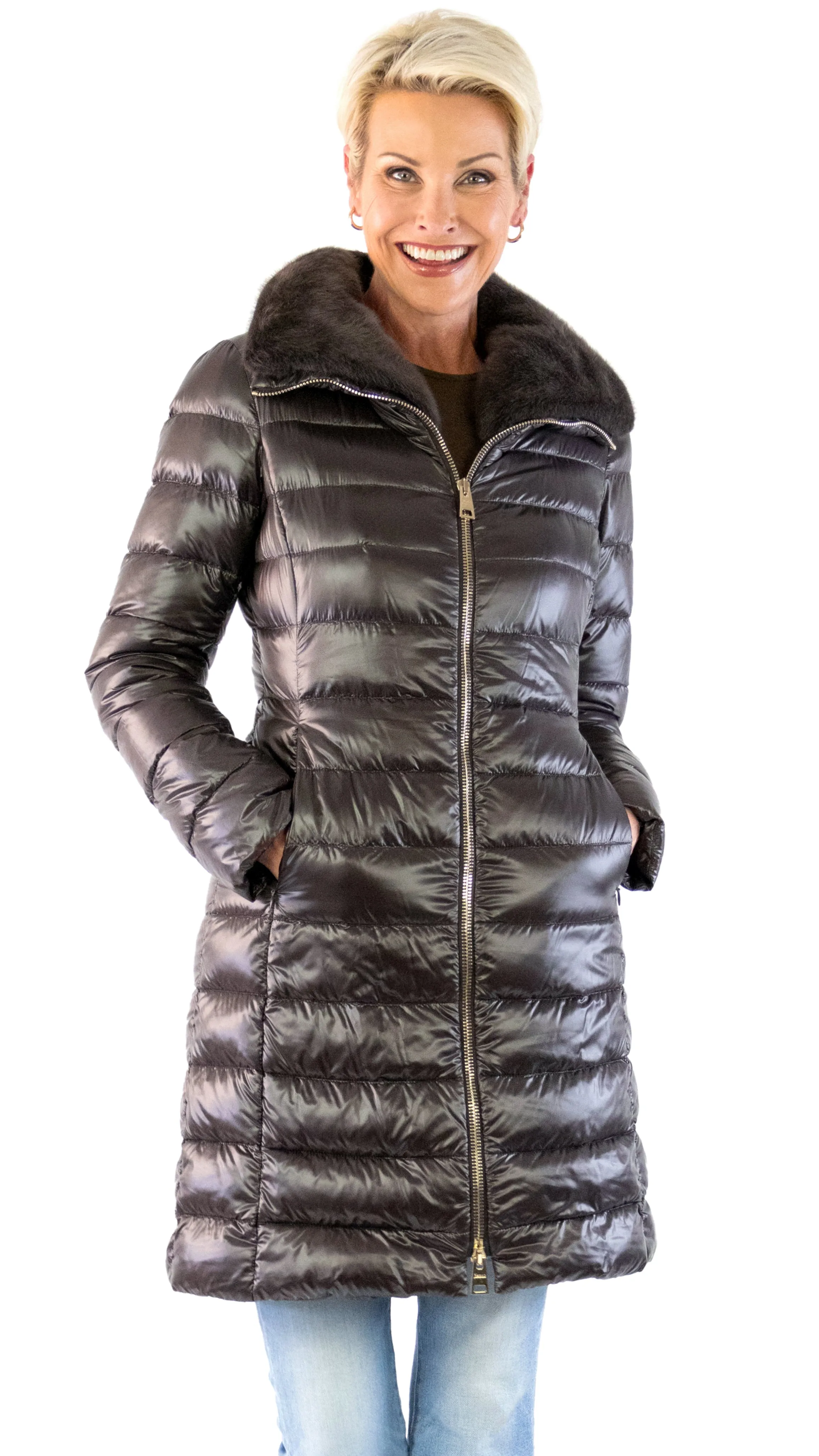 Elisa Eco-Fur Jacket - Marrone Scuro