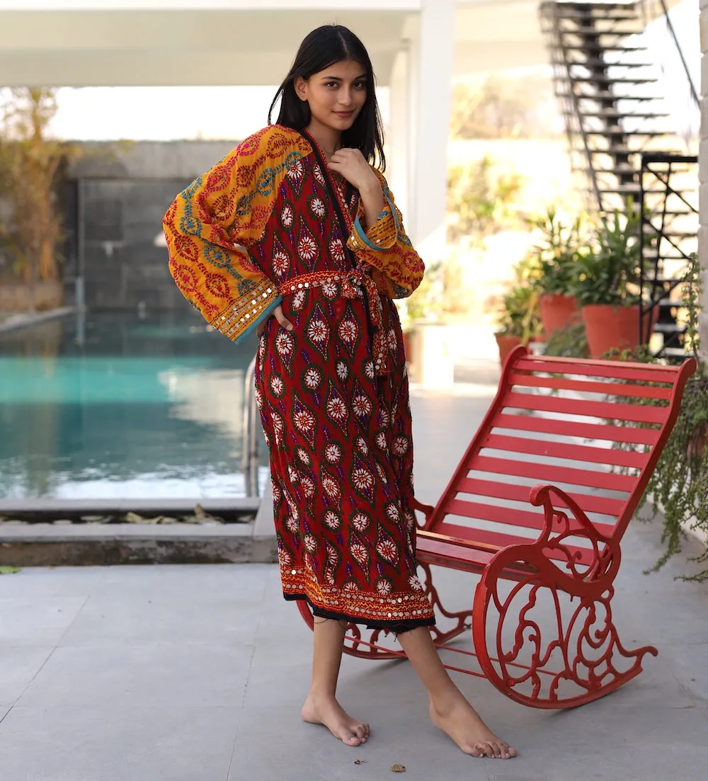 Embroidered Phulkari Kimono