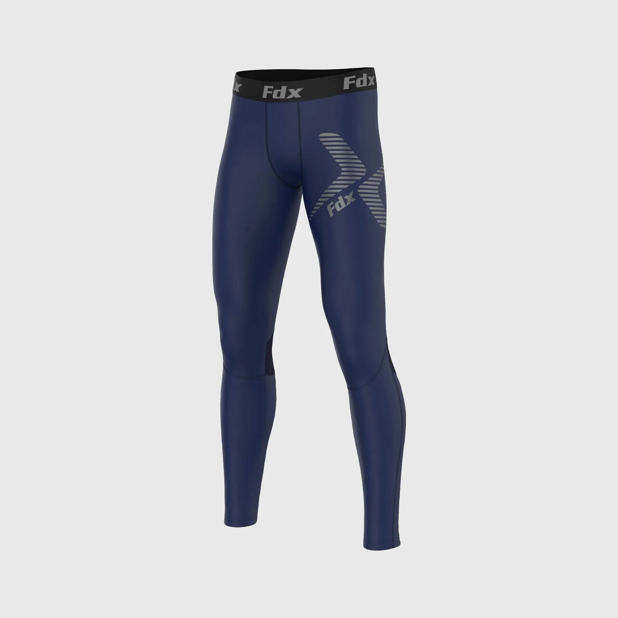 Fdx Men's & Boy's Set Recoil Navy Blue Compression Base Layer Top & Leggings