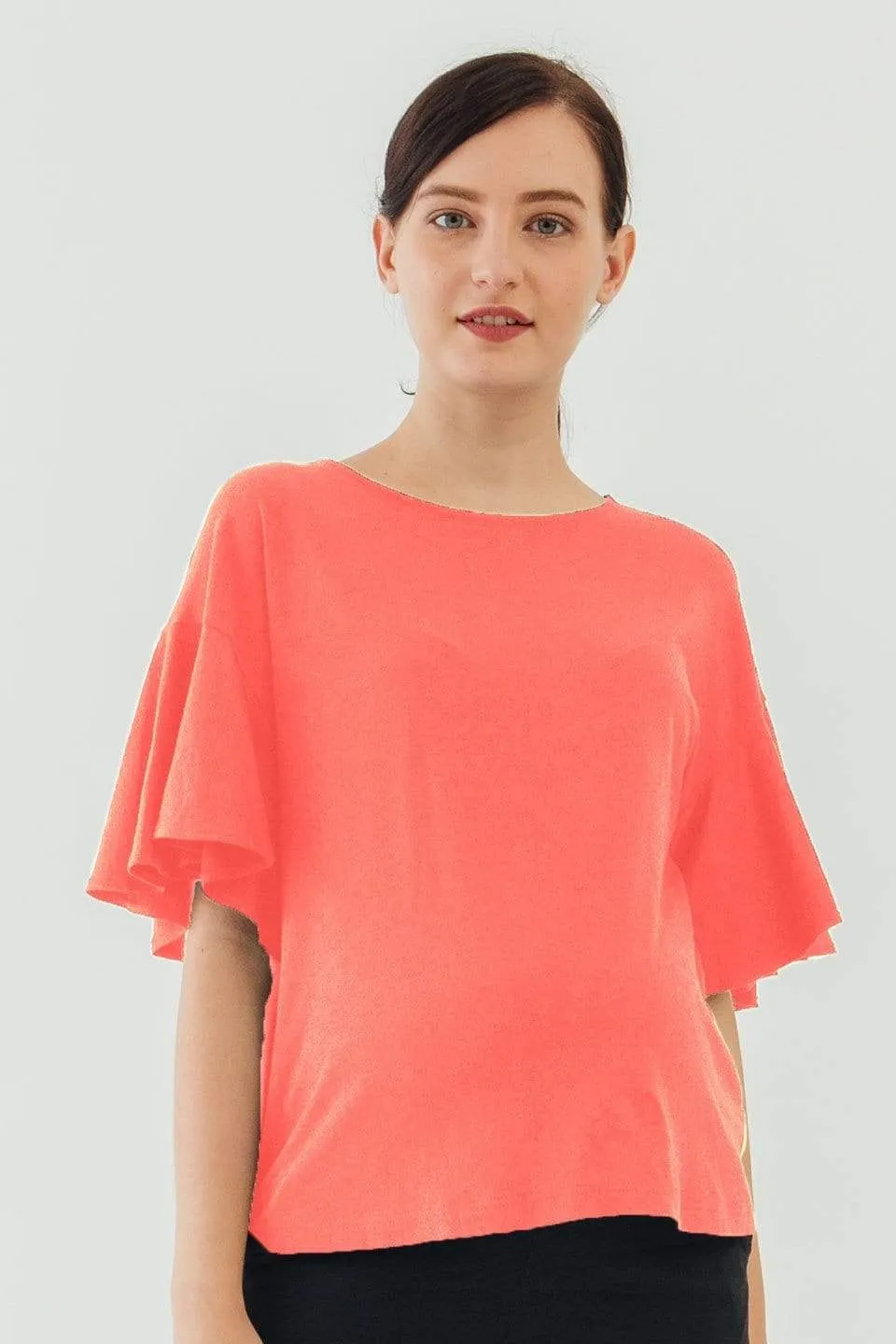 Flutter Sleeves Adalie Nursing Top Coral