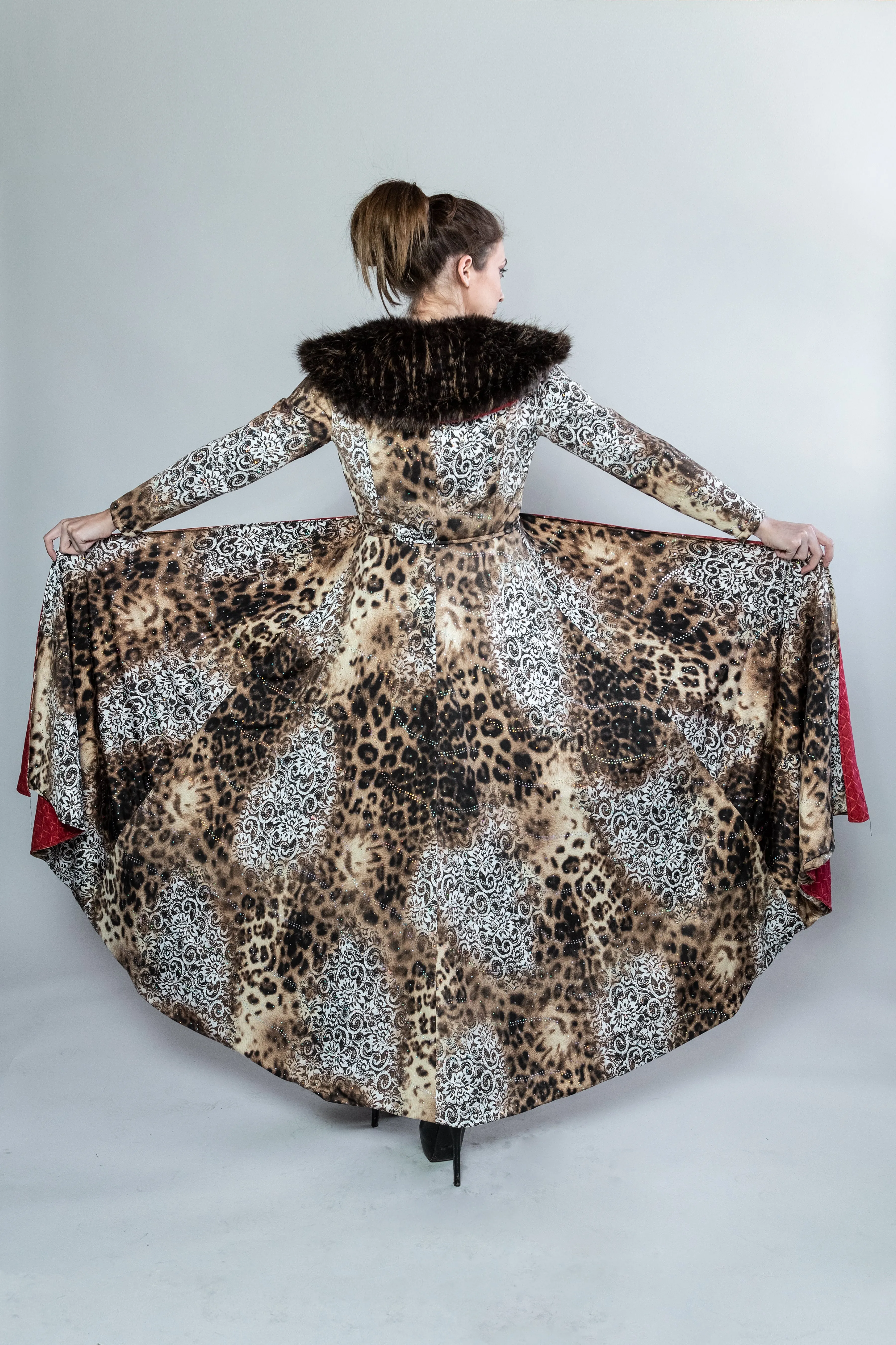 Forgotten Saints LA "Nine Lives" Leopard Cropped Jacket with Faux Fur Collar