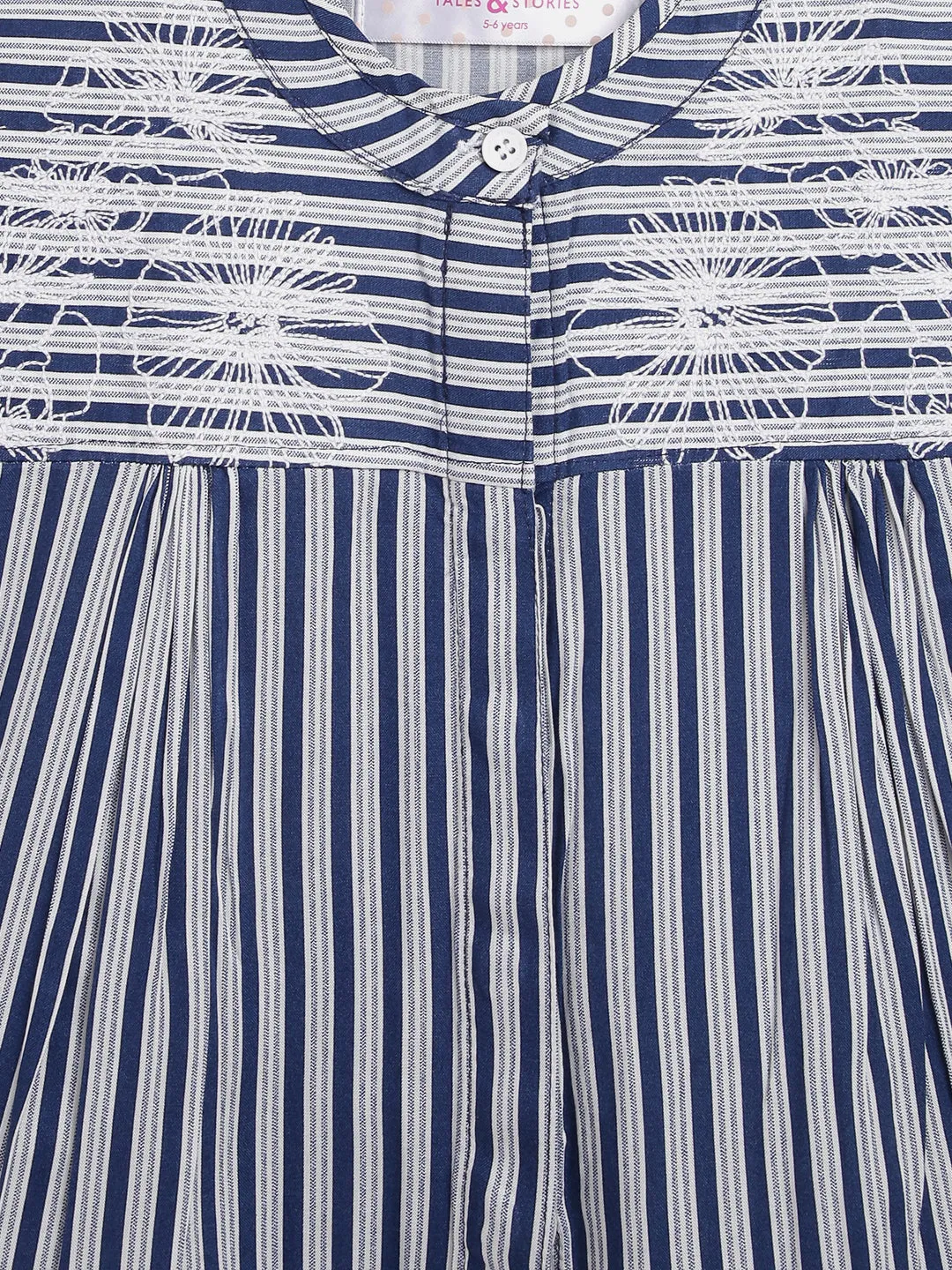 Girls Blue Striped Casual Top