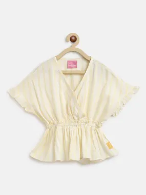 Girls Cream Dobby Weave Top