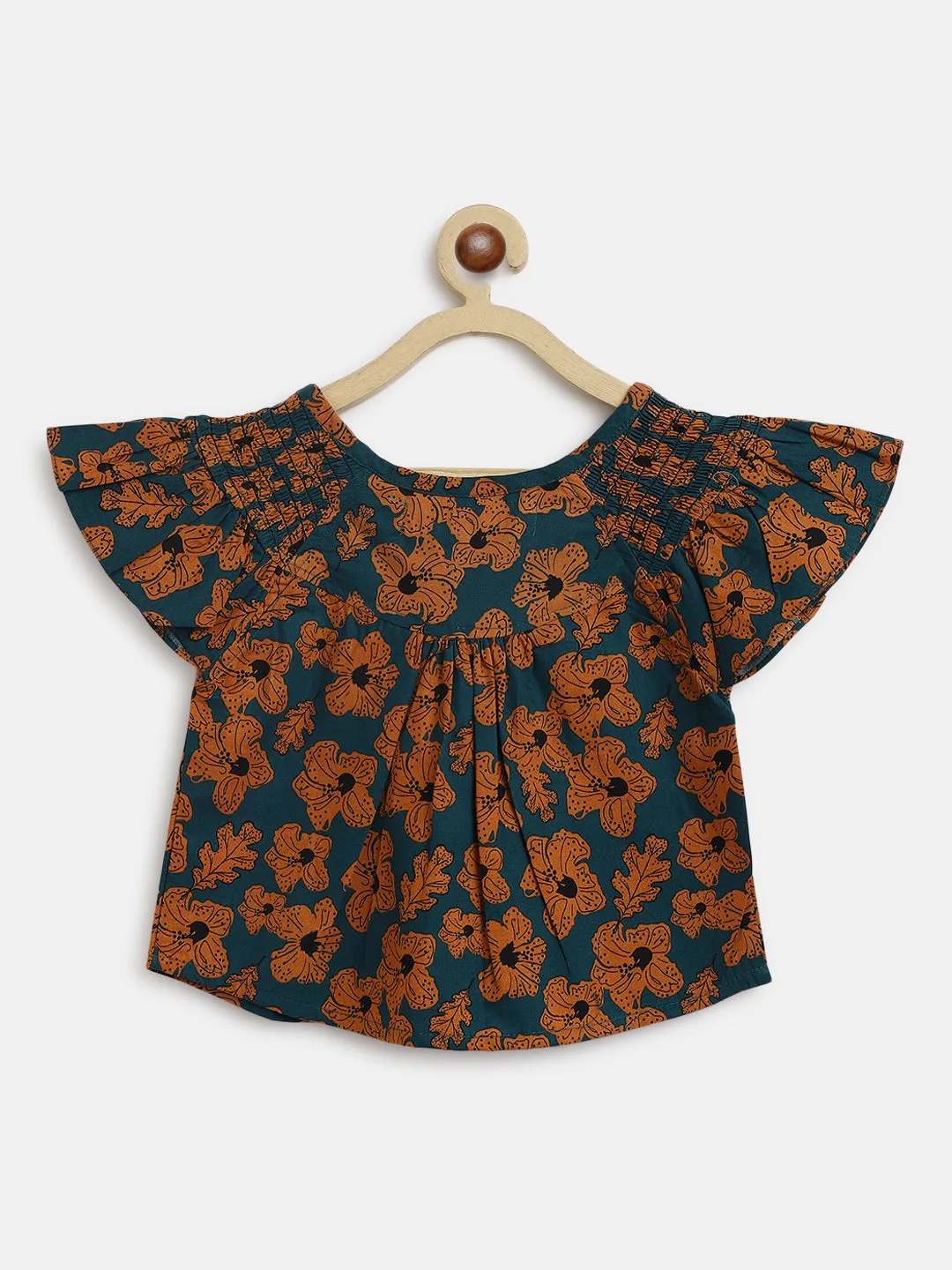 Girls Mustard Floral Print Top