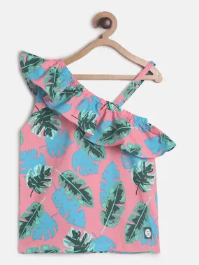 Girls Pink Tropical Top