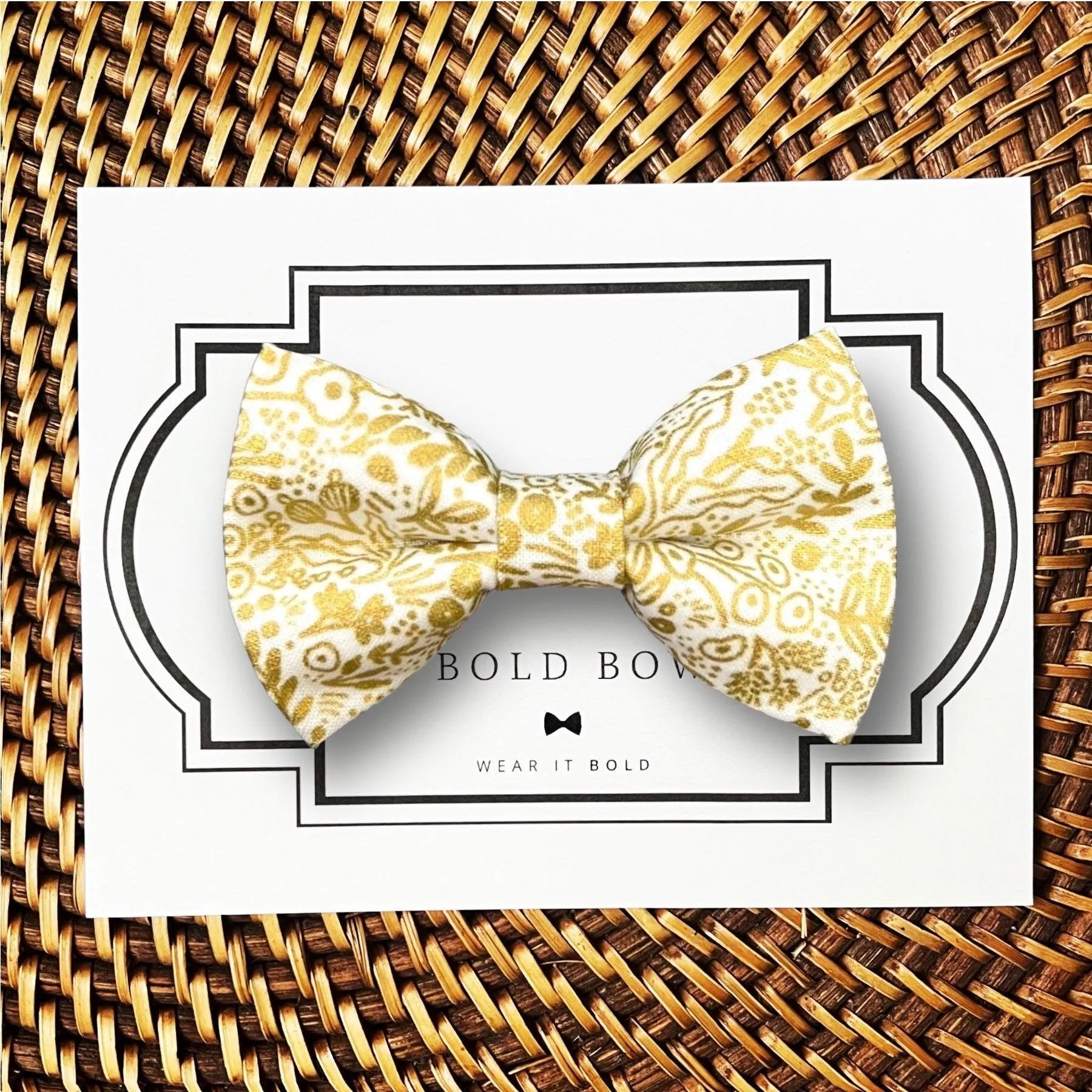 Gold Floral Rifle Paper Co Bow for Dog Collar and Cat Collar