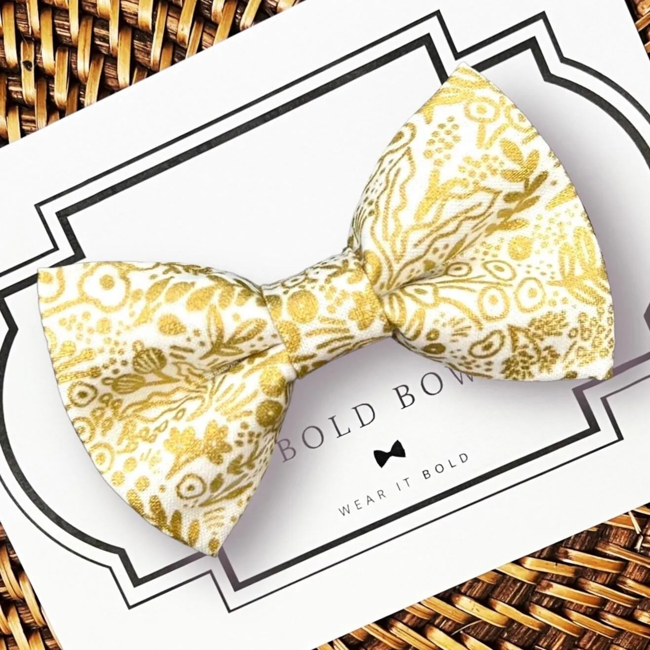 Gold Floral Rifle Paper Co Bow for Dog Collar and Cat Collar