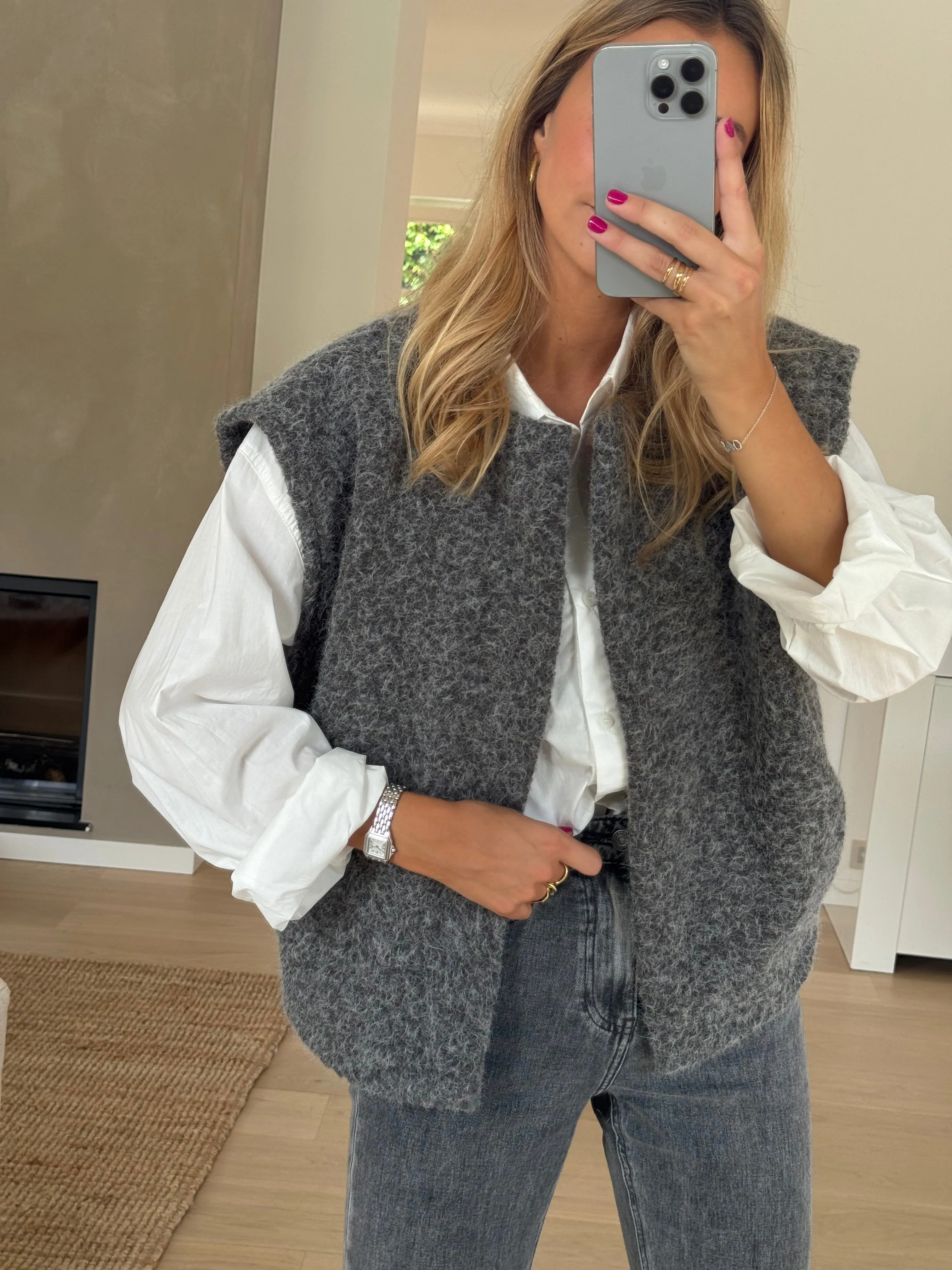 Grey Lander Sleeveless Cardigan