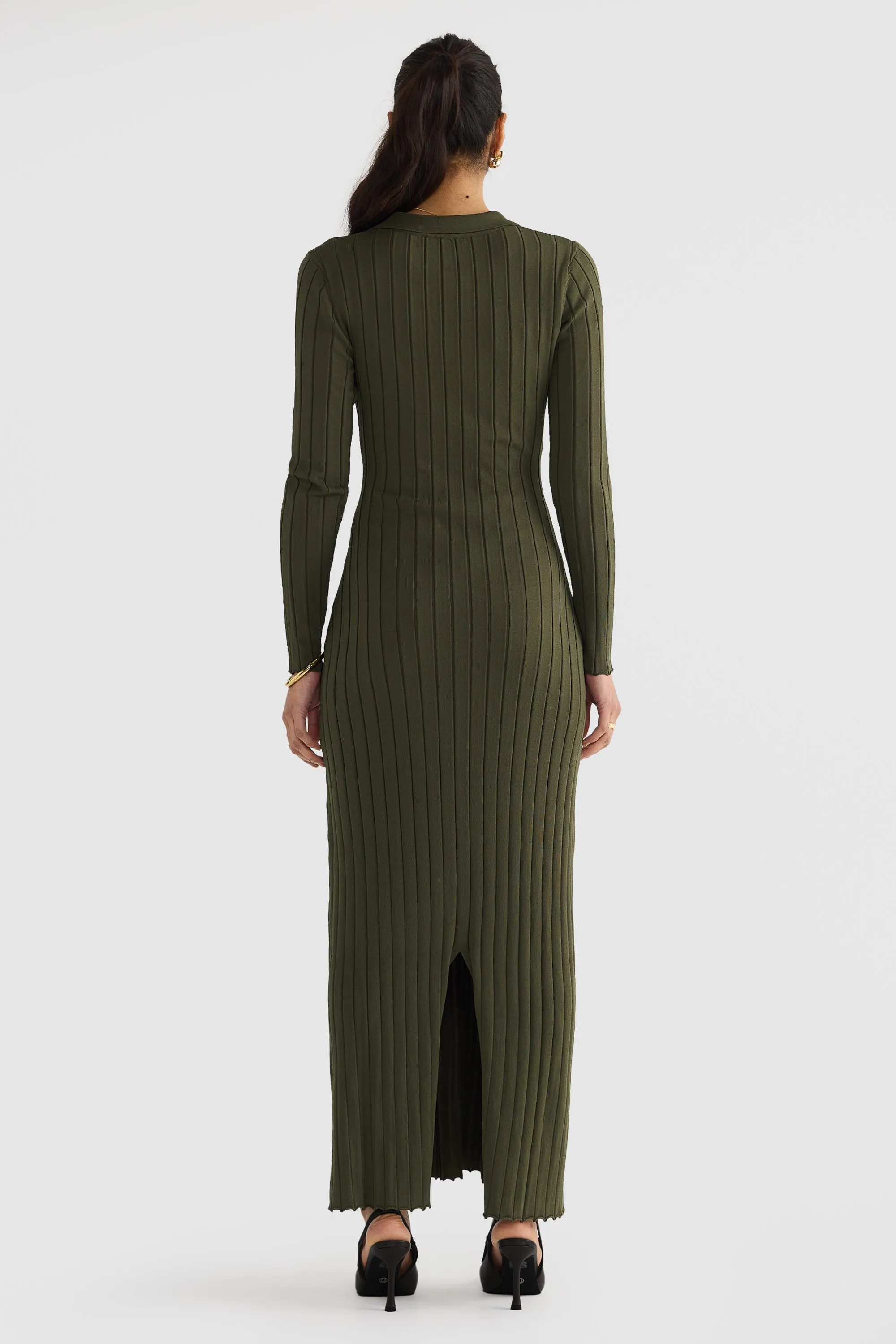 Hadley Long Sleeve Knit Dress Moss