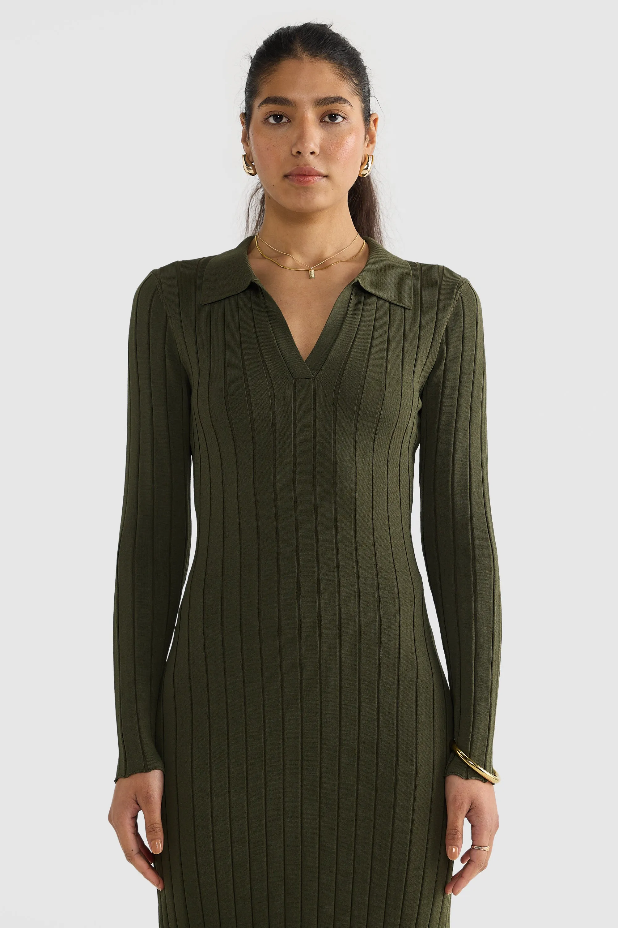 Hadley Long Sleeve Knit Dress Moss