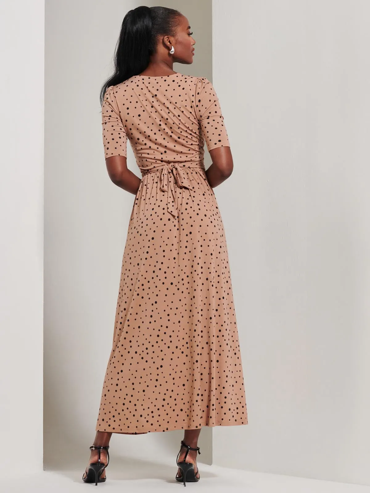 Half Sleeve Jersey Maxi Dress, Spot Multi