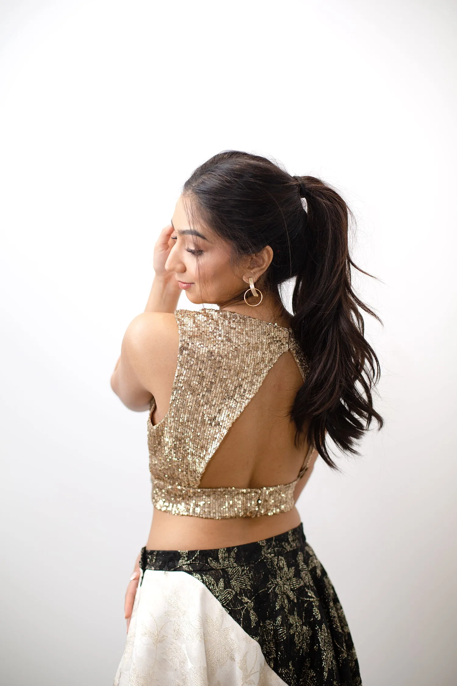 HARI Gold Sequin Lehenga Top