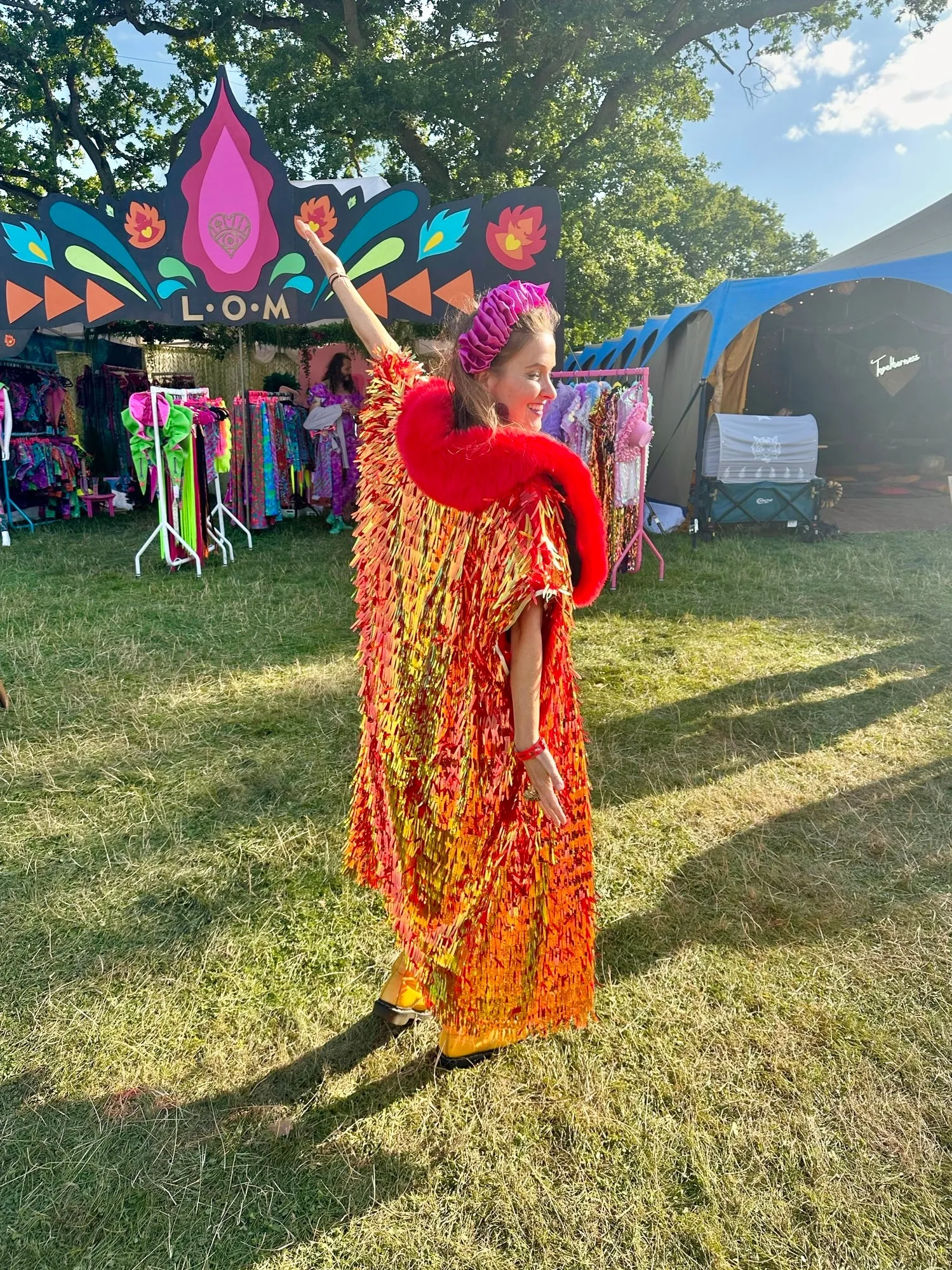 Hybrid Alchemist Sequin Kimono in Rust Orange