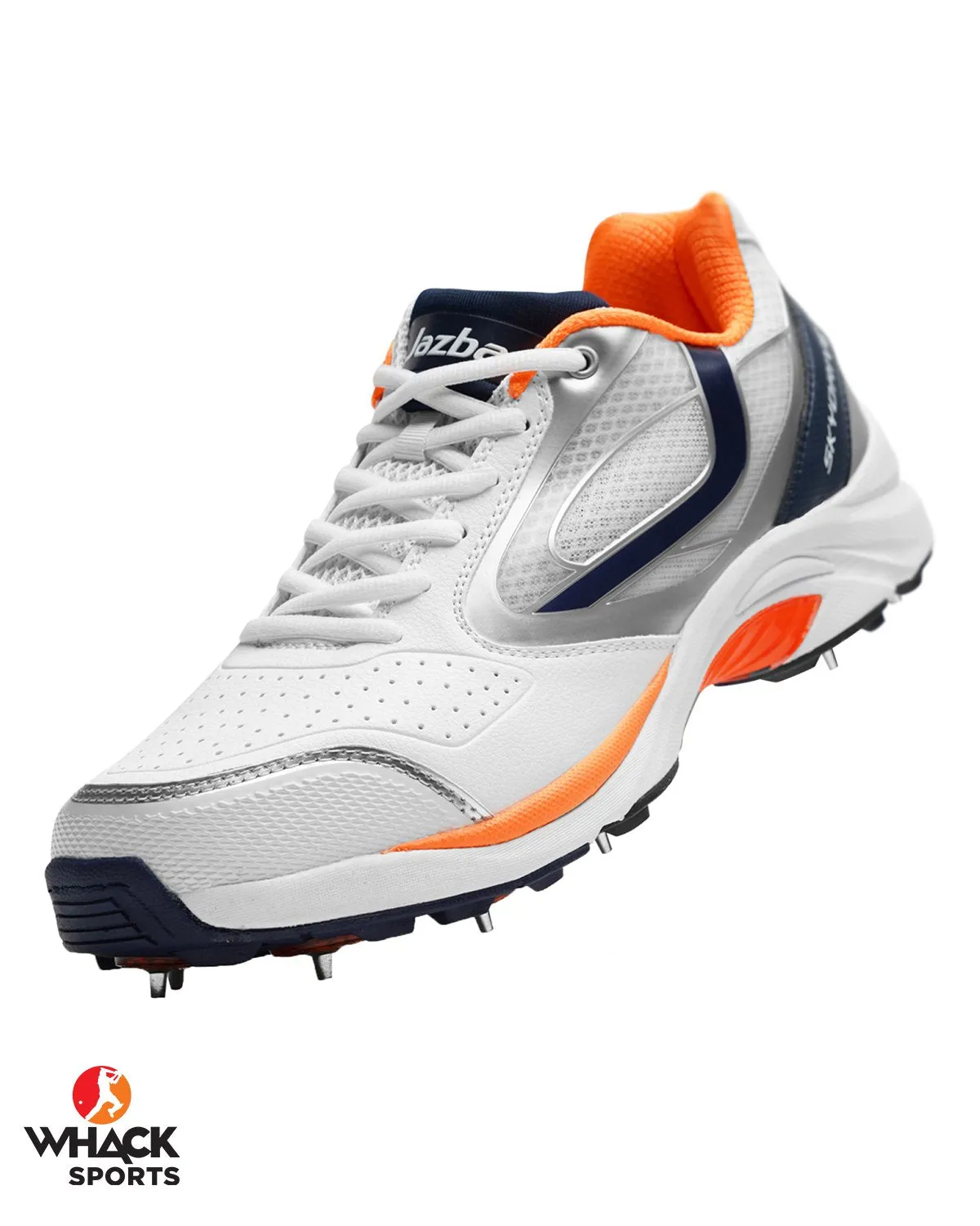 Jazba Sky Drive 101S Cricket Shoes - Steel Spikes - Navy/Orange