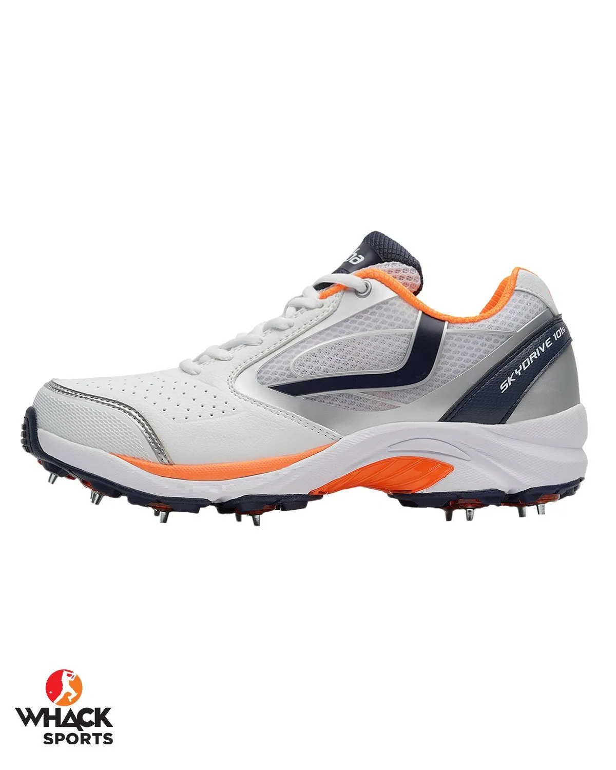 Jazba Sky Drive 101S Cricket Shoes - Steel Spikes - Navy/Orange