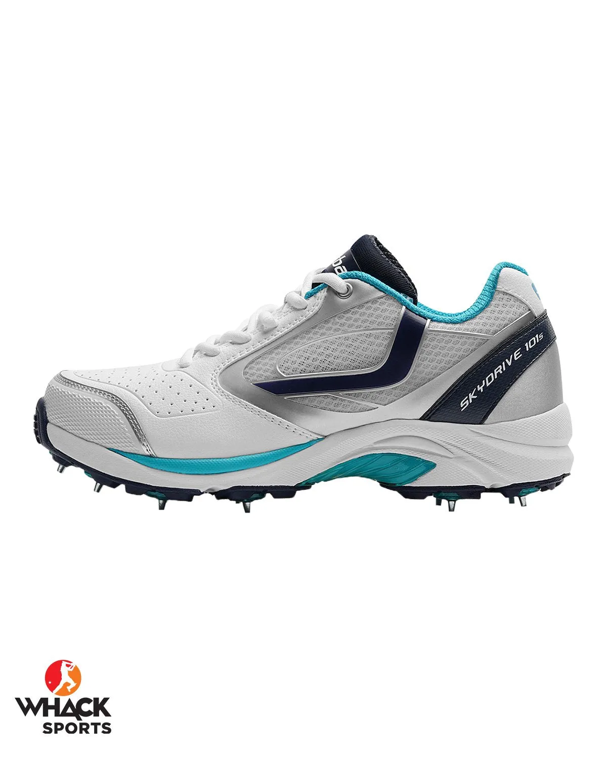 Jazba Sky Drive 101S Cricket Shoes - Steel Spikes - Navy/Teal