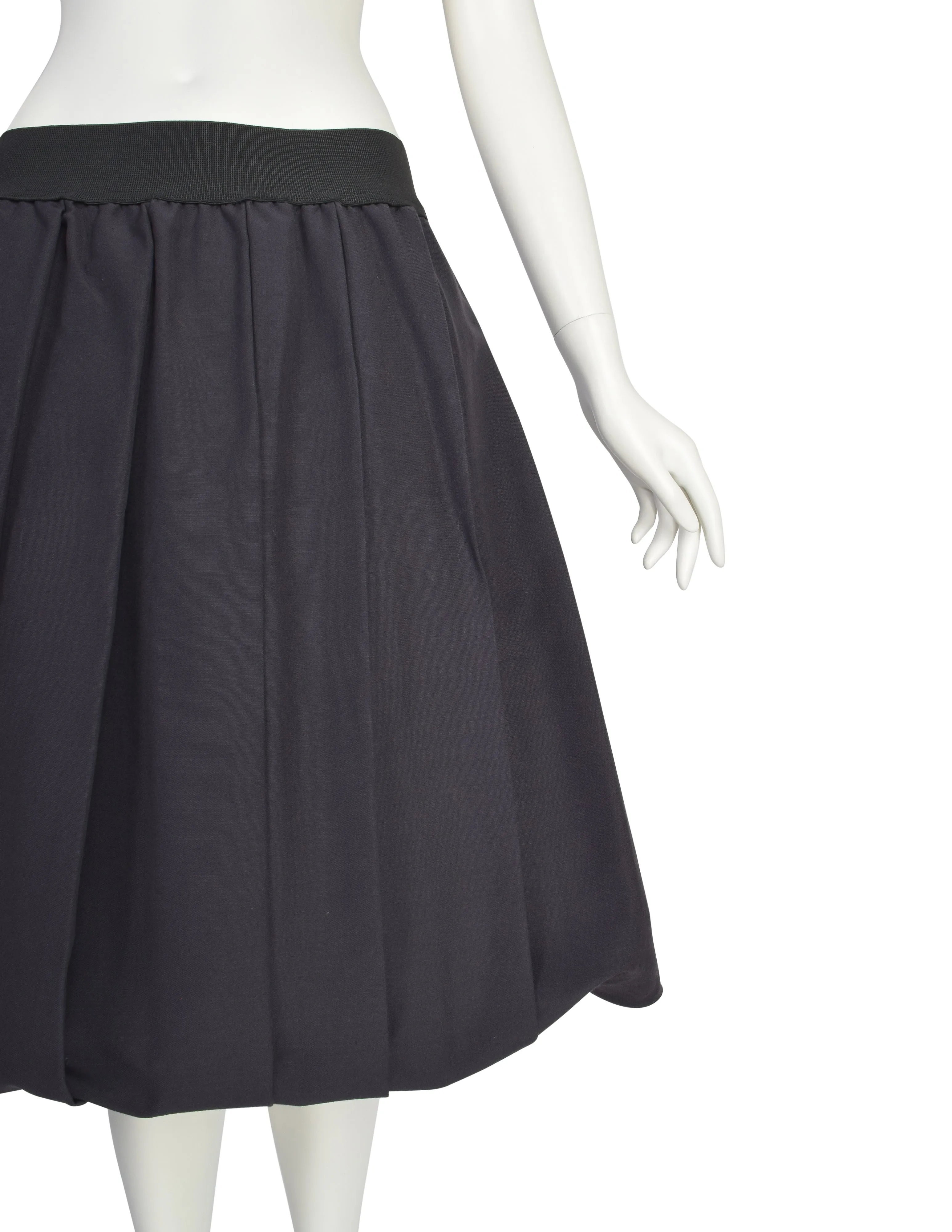 Jean Paul Gaultier Vintage 1980s Charcoal Black Wool Convertible Pleated Bubble Dress Skirt