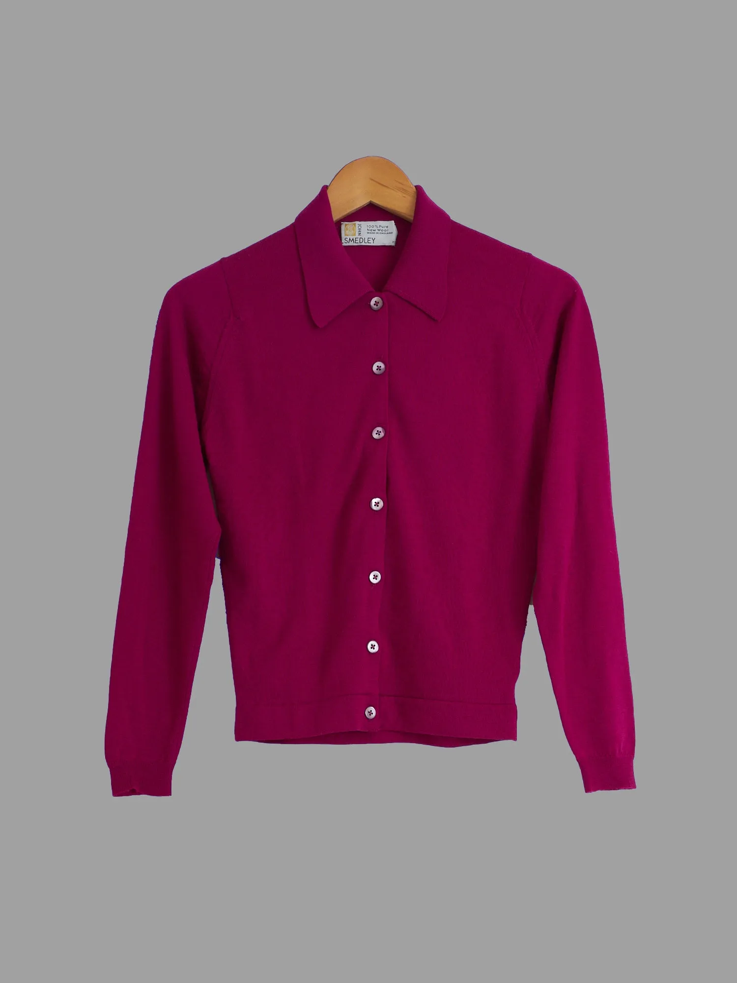 John Smedley pinkish-purple wool knit point collar cardigan - womens XS S