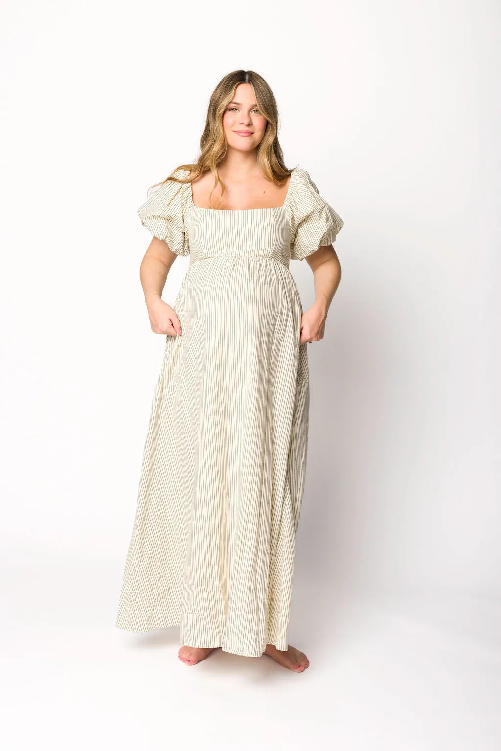 Jules  Striped Maxi Dress in Natural/Black