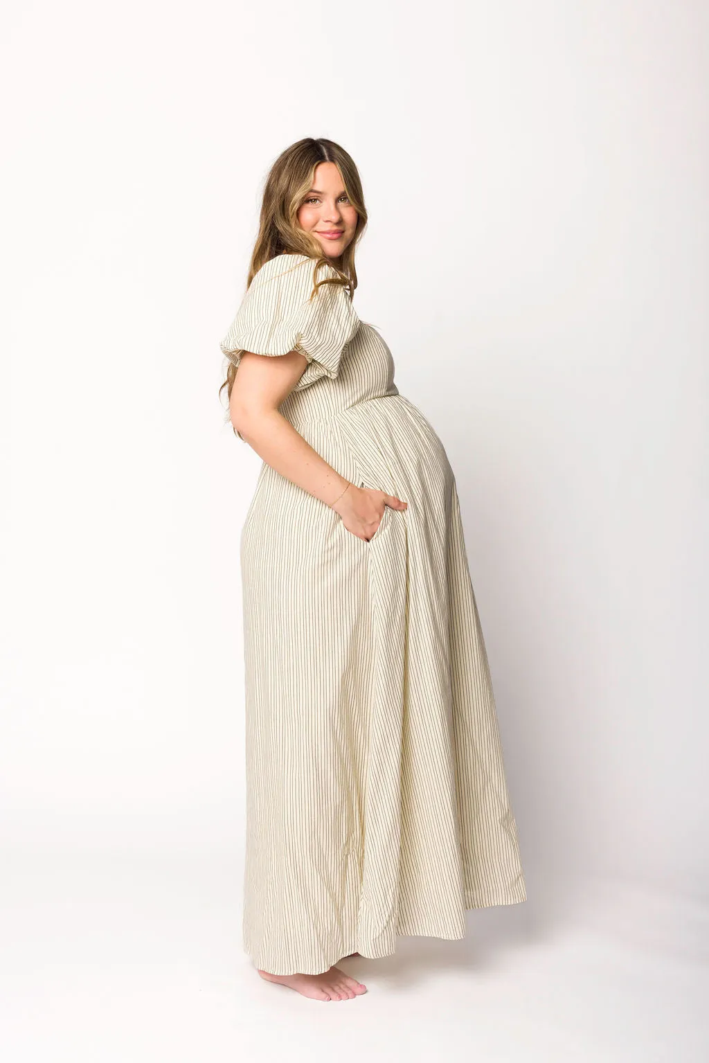 Jules  Striped Maxi Dress in Natural/Black