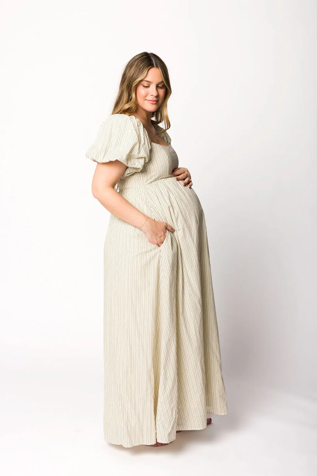 Jules  Striped Maxi Dress in Natural/Black