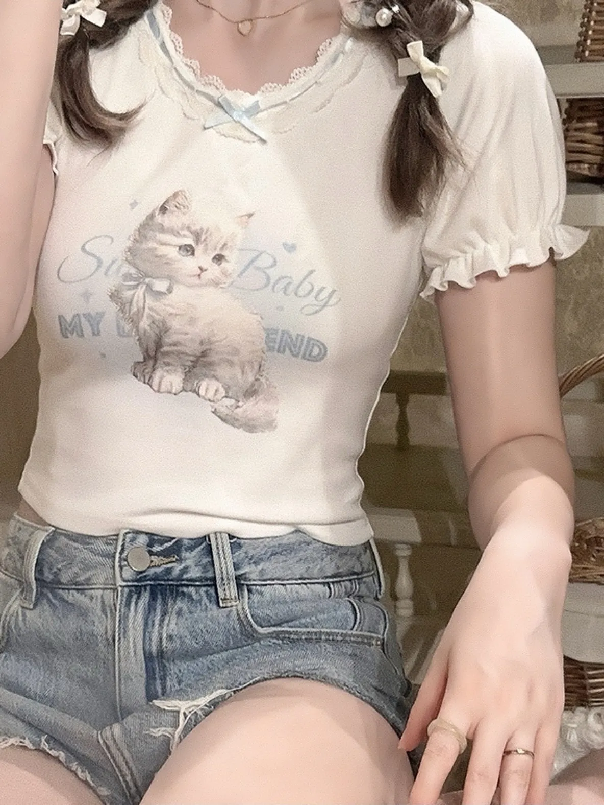 Kitty Babe Cotton T-shirt Top