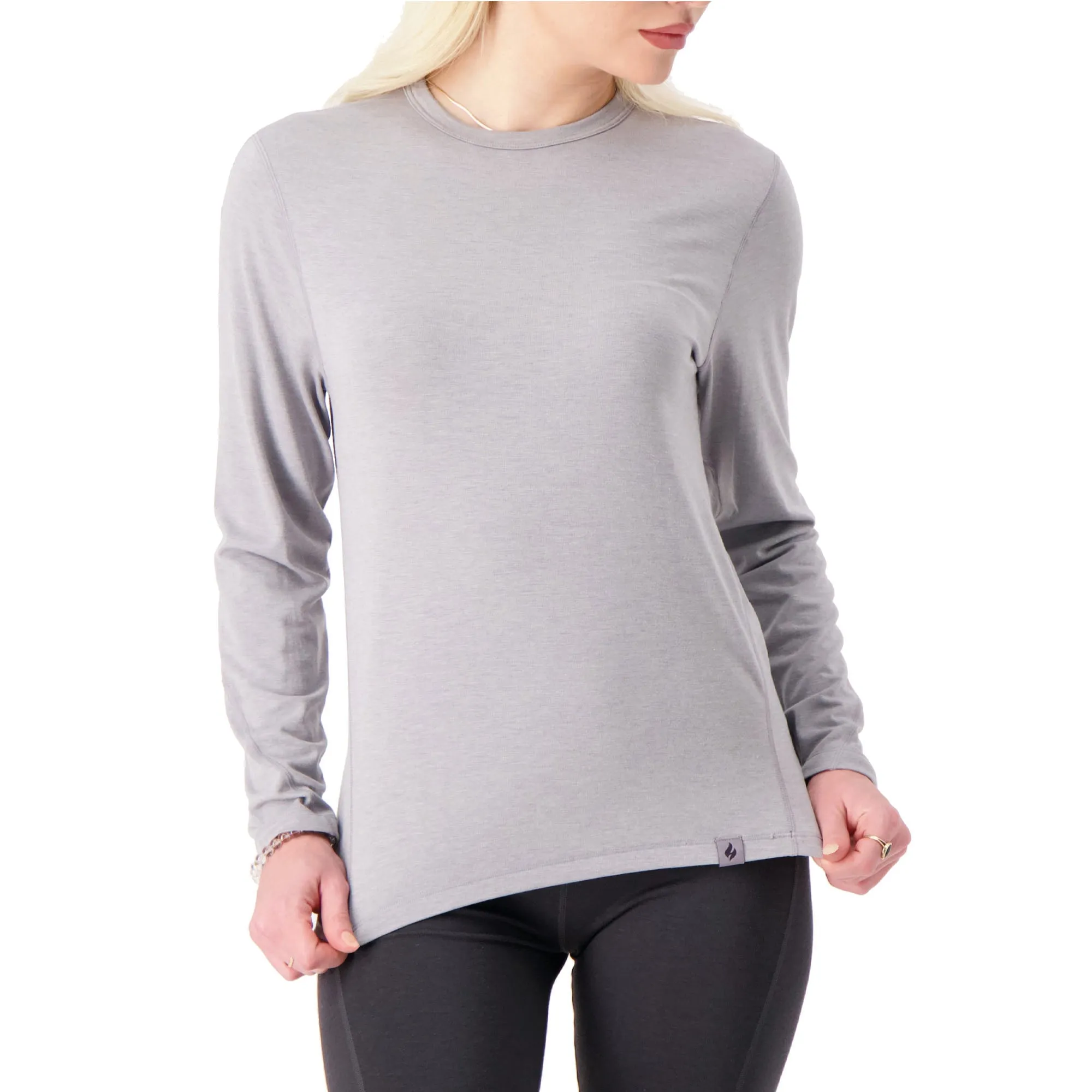 Ladies Celine Ceramic Thermal Long Sleeve Top - Silver Grey