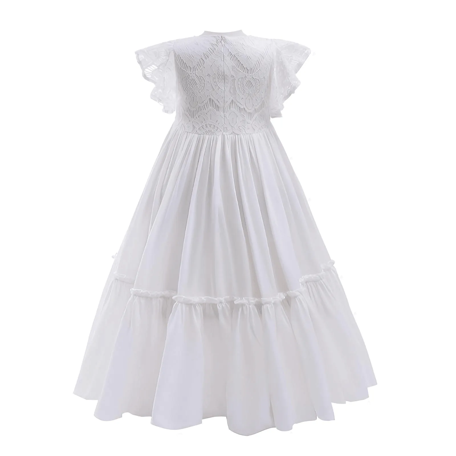 Little Girls Long Dress Lace Floral