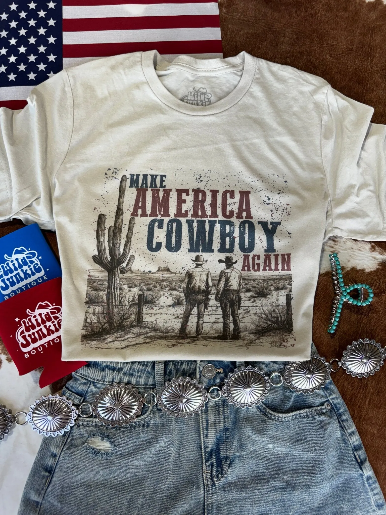 Make America Cowboy Again Western Scene Graphic Tee