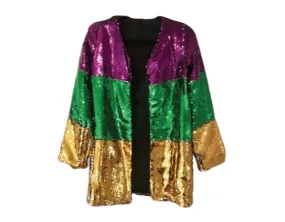 Mardi Gras Tri-Color Sequin Kimono