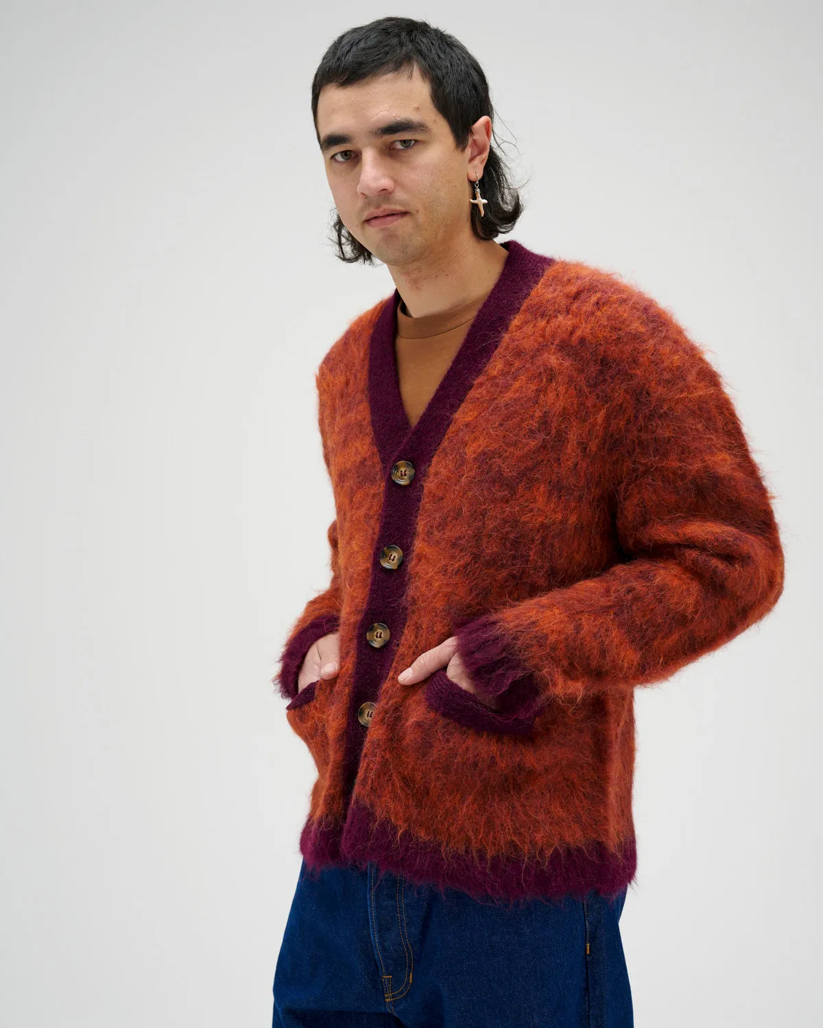 Marled Alpaca Cardigan - Purple