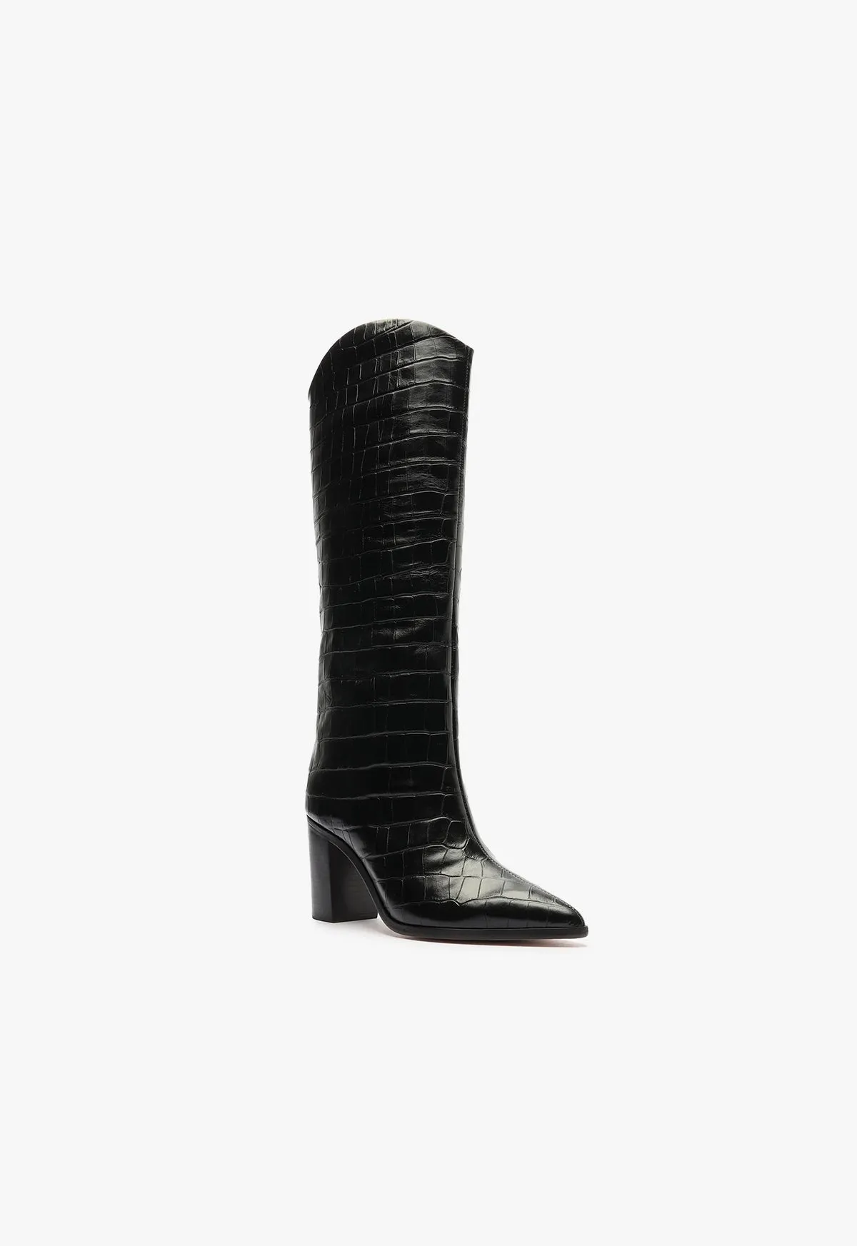 Maryana Block Wide Crocodile Boot