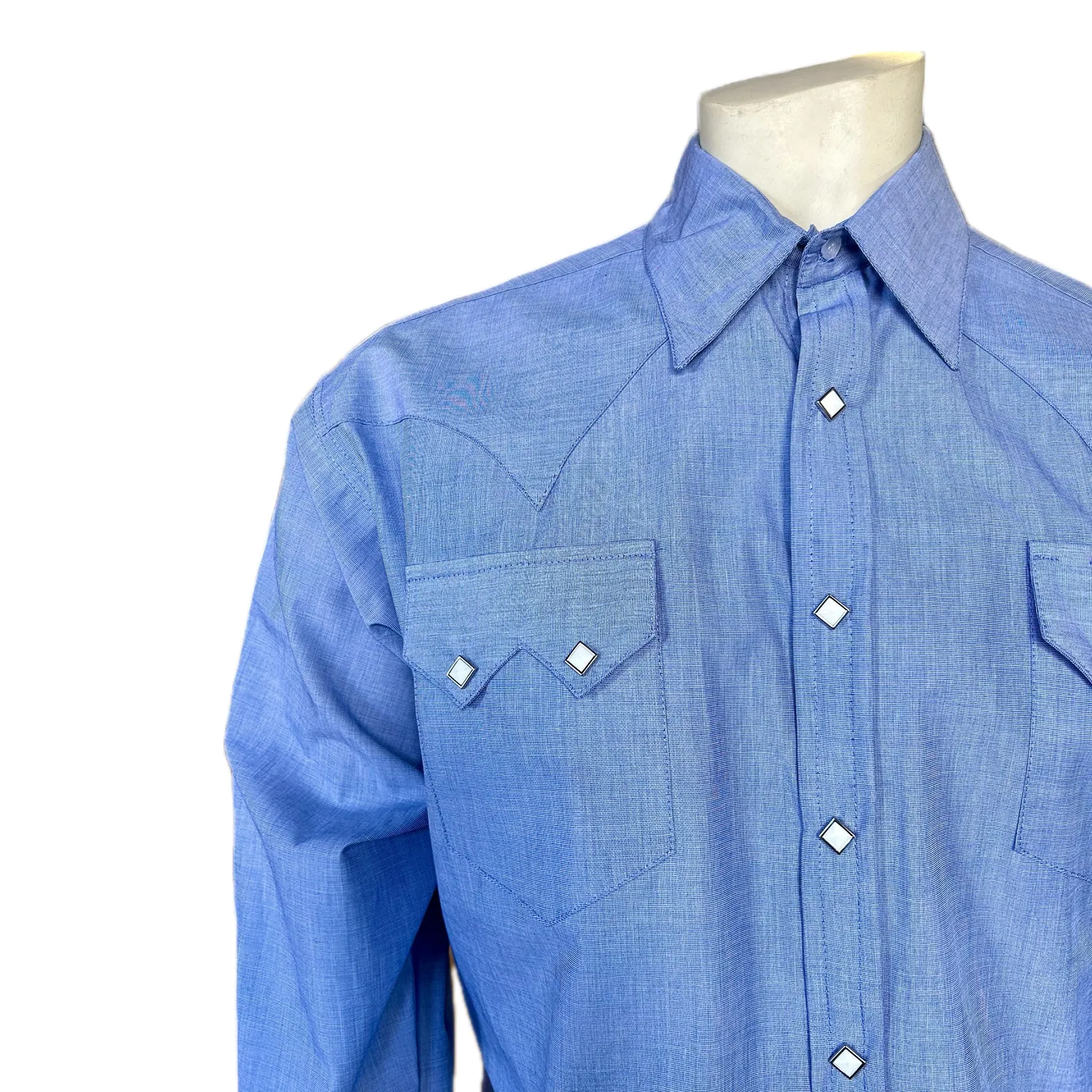 Men's Classic Indigo Cotton Blend Western Dress Shirt