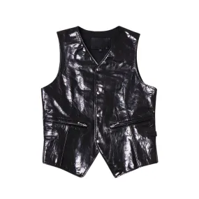 Men's V-neck Western Leather Waistcoat