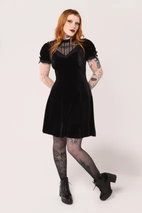 Mourning Velvet Mini Dress by Hell Bunny