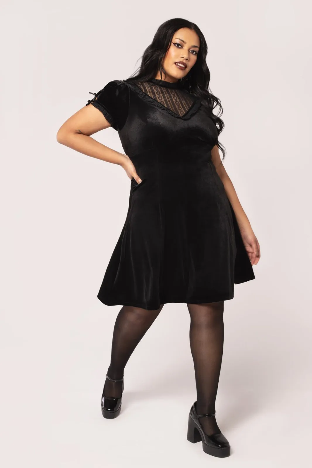 Mourning Velvet Mini Dress by Hell Bunny