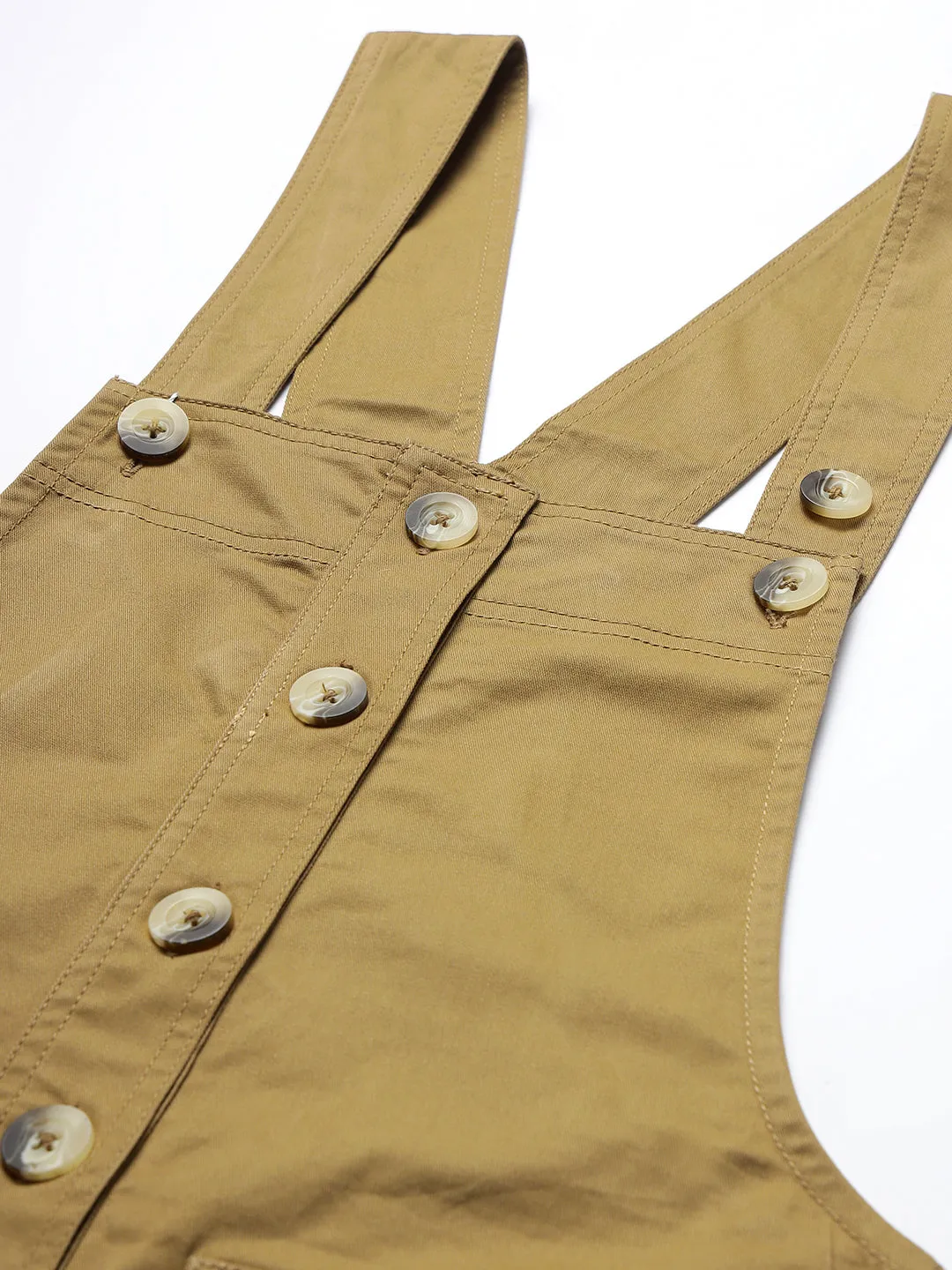 NaughtyDungaree® Cotton Twill Womenswear Dungaree Dress - Khaki