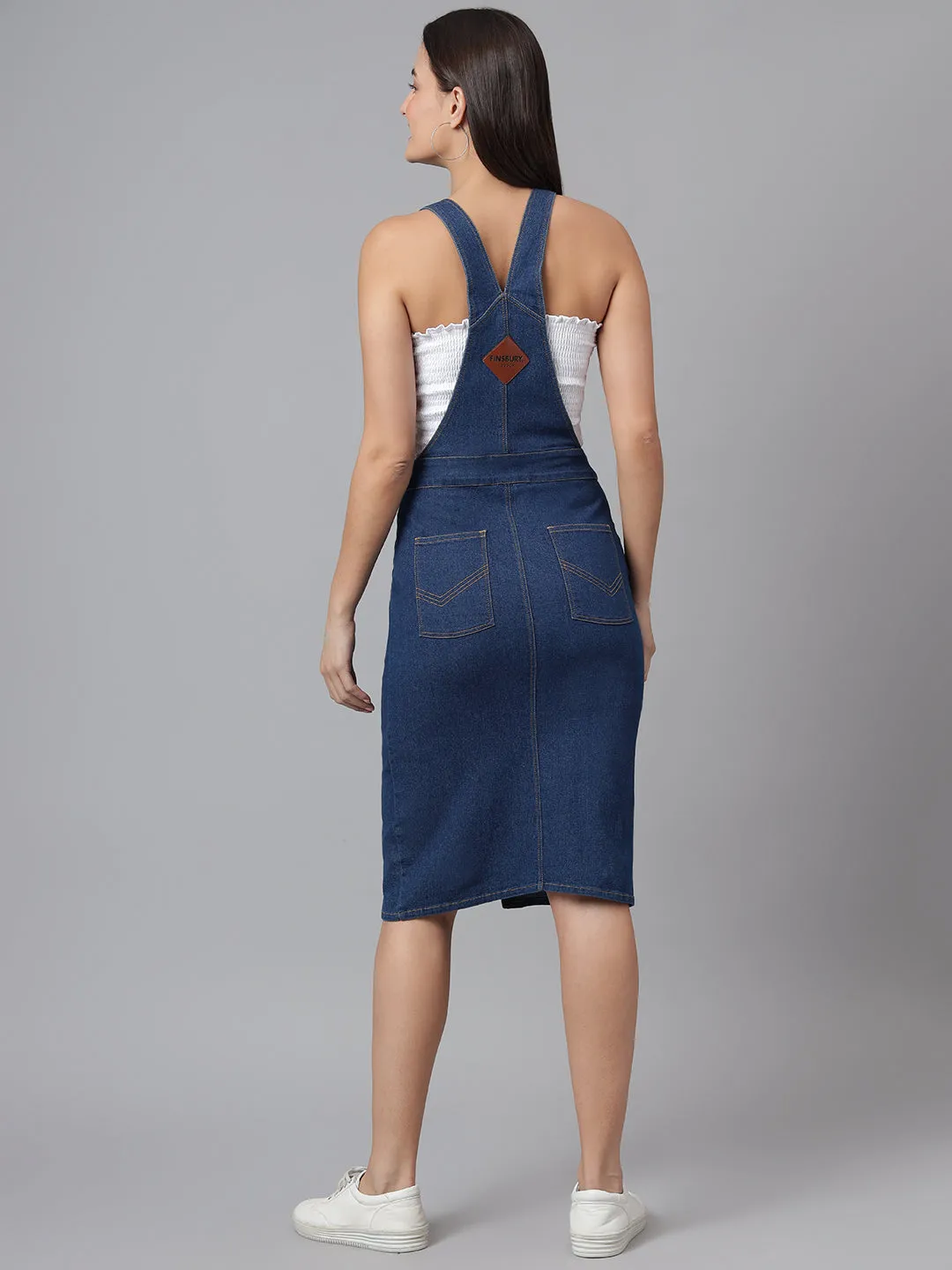 NaughtyDungaree® Women's Denim Dungaree Dress with Front Zip Opening