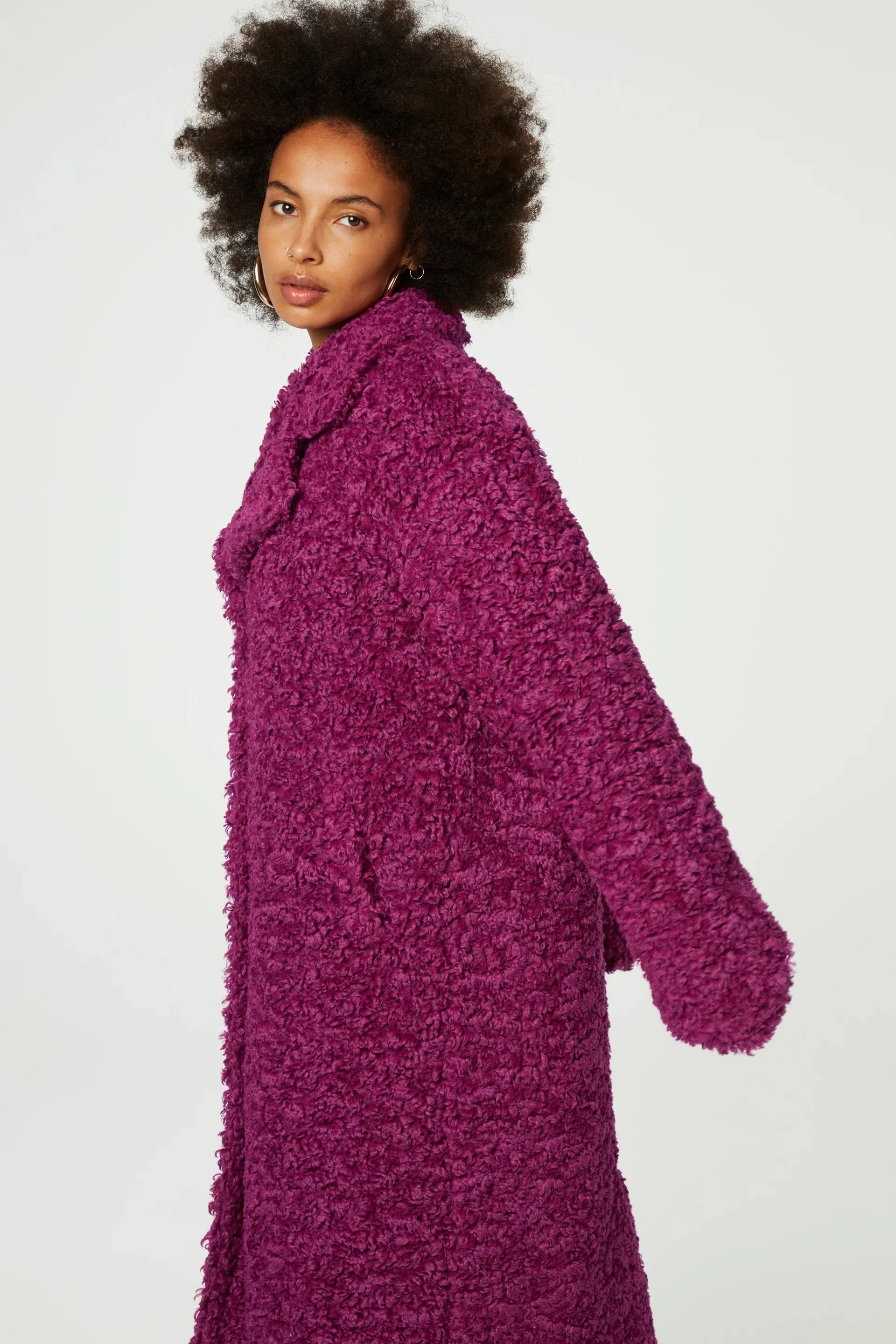 Nicole Faux Fur Raspberry Coat