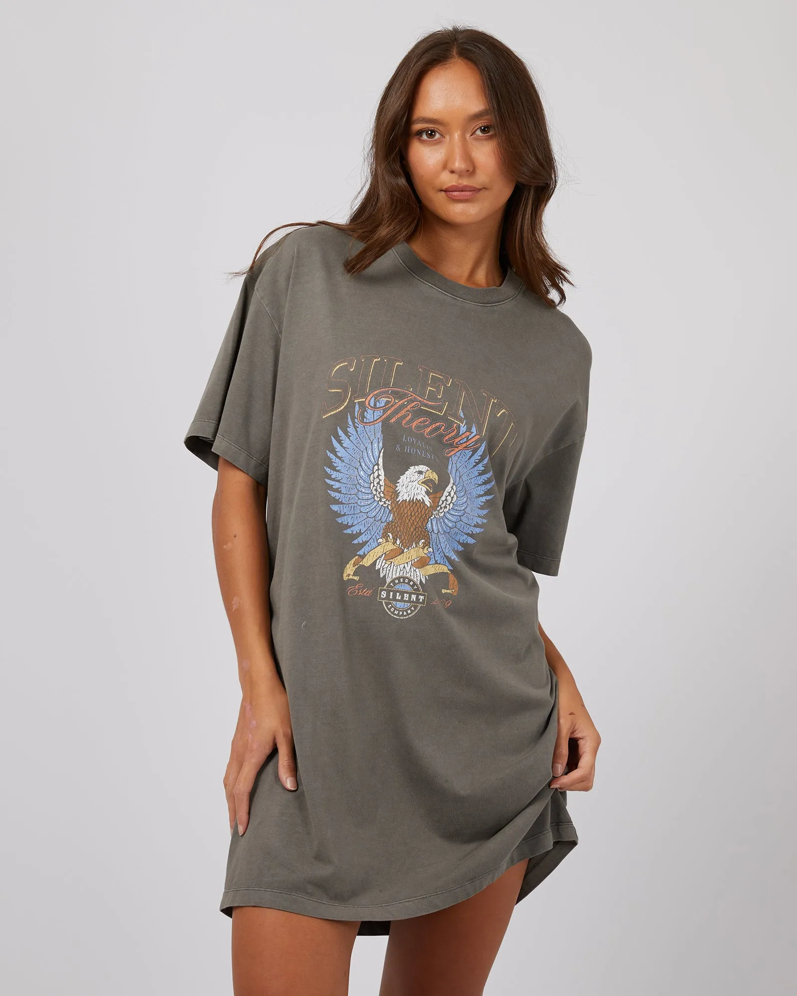 Open Wings Mini Tee Dress Coal