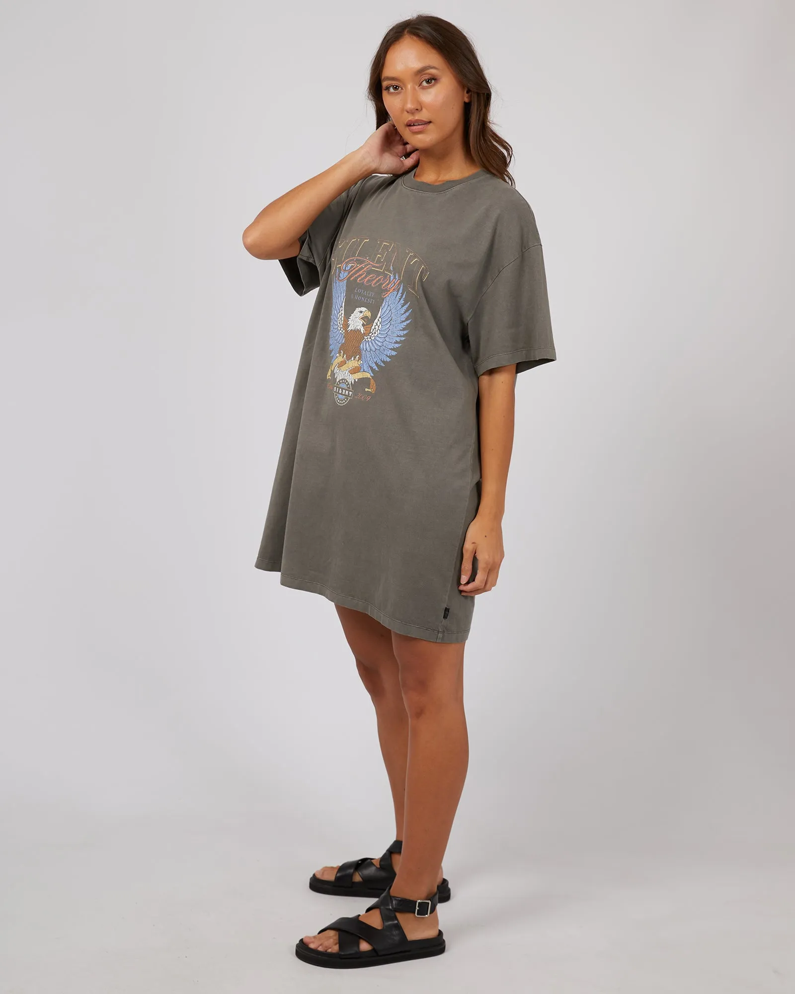 Open Wings Mini Tee Dress Coal