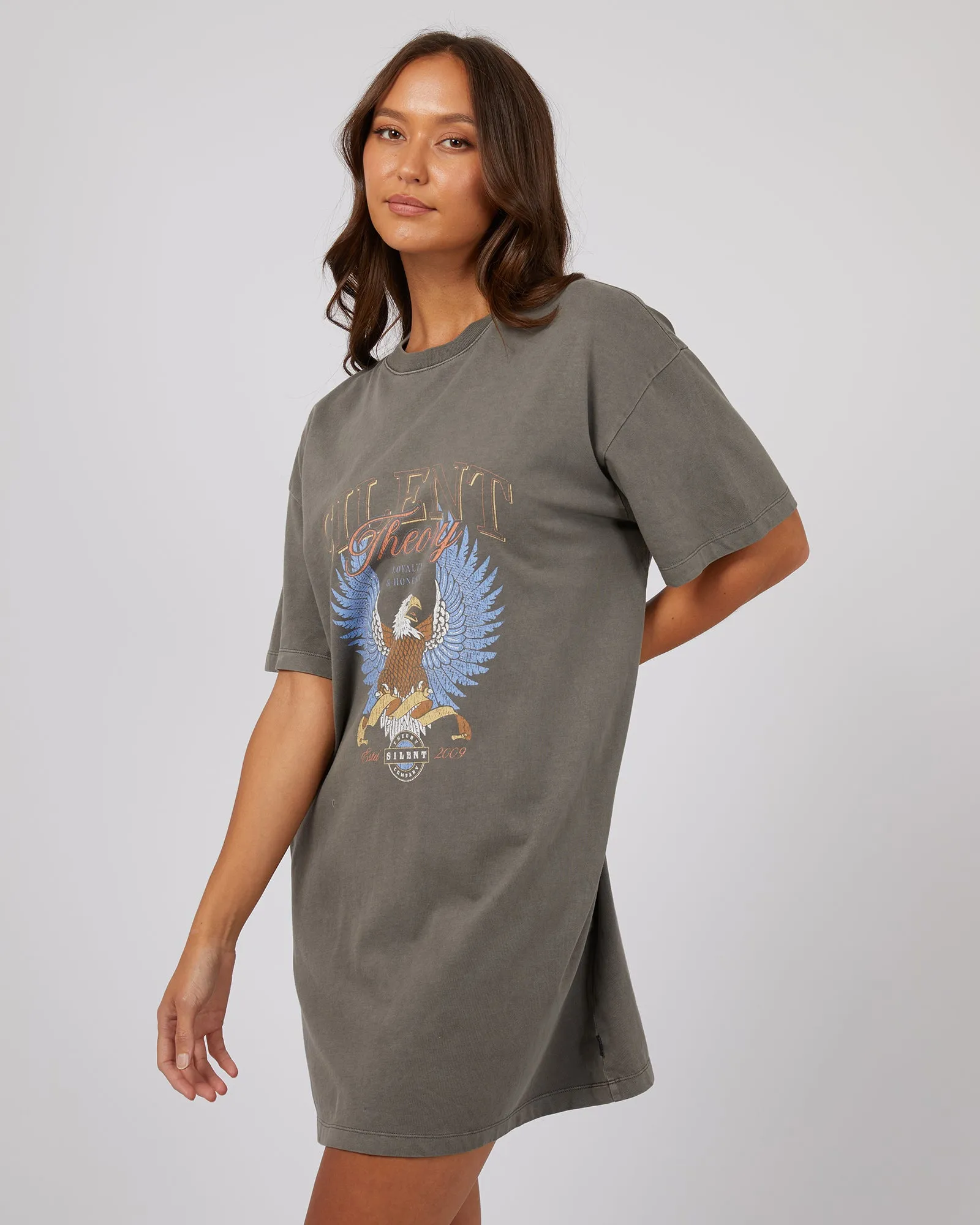 Open Wings Mini Tee Dress Coal