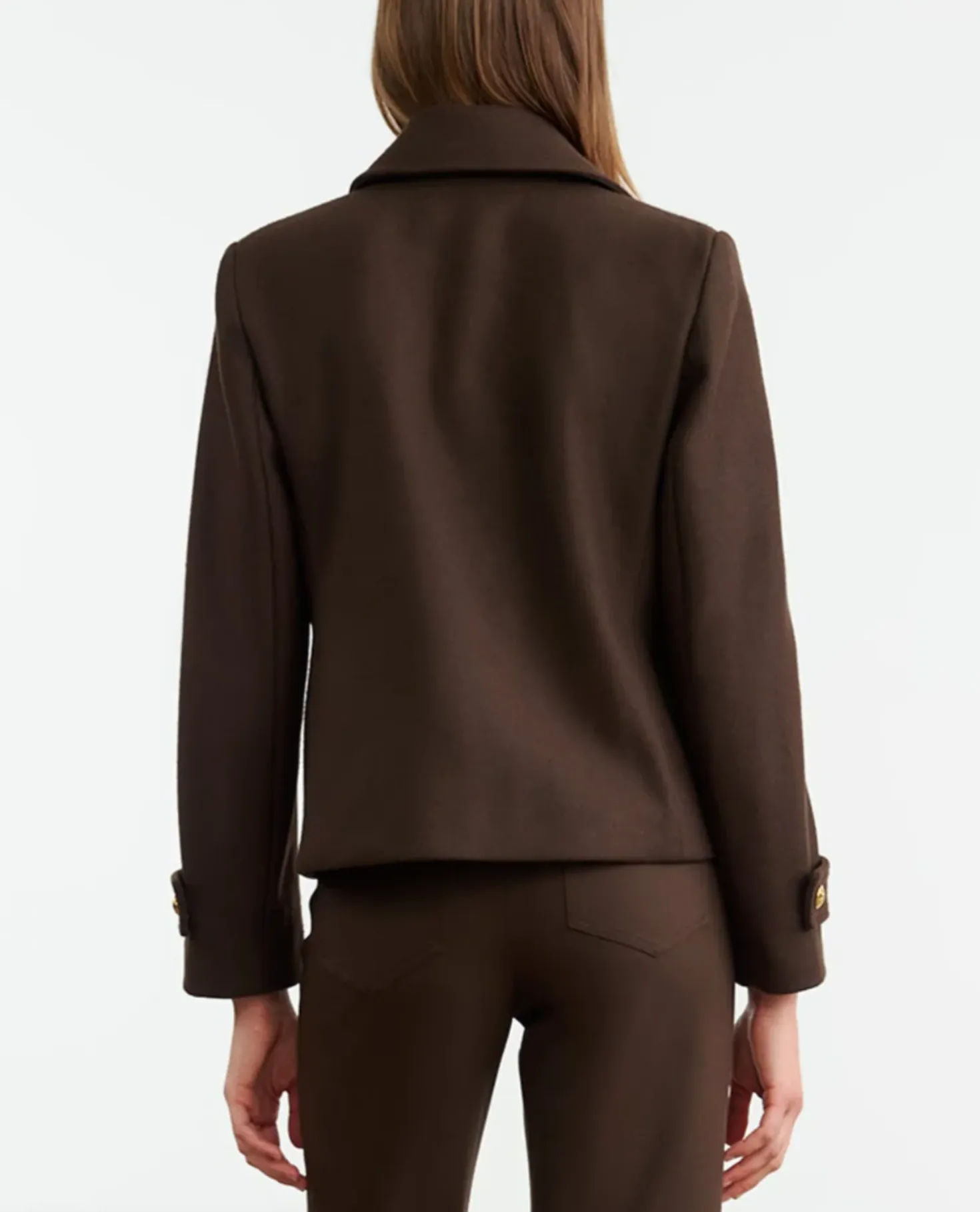 ORNELLA CROPPED PEACOAT - COCOA