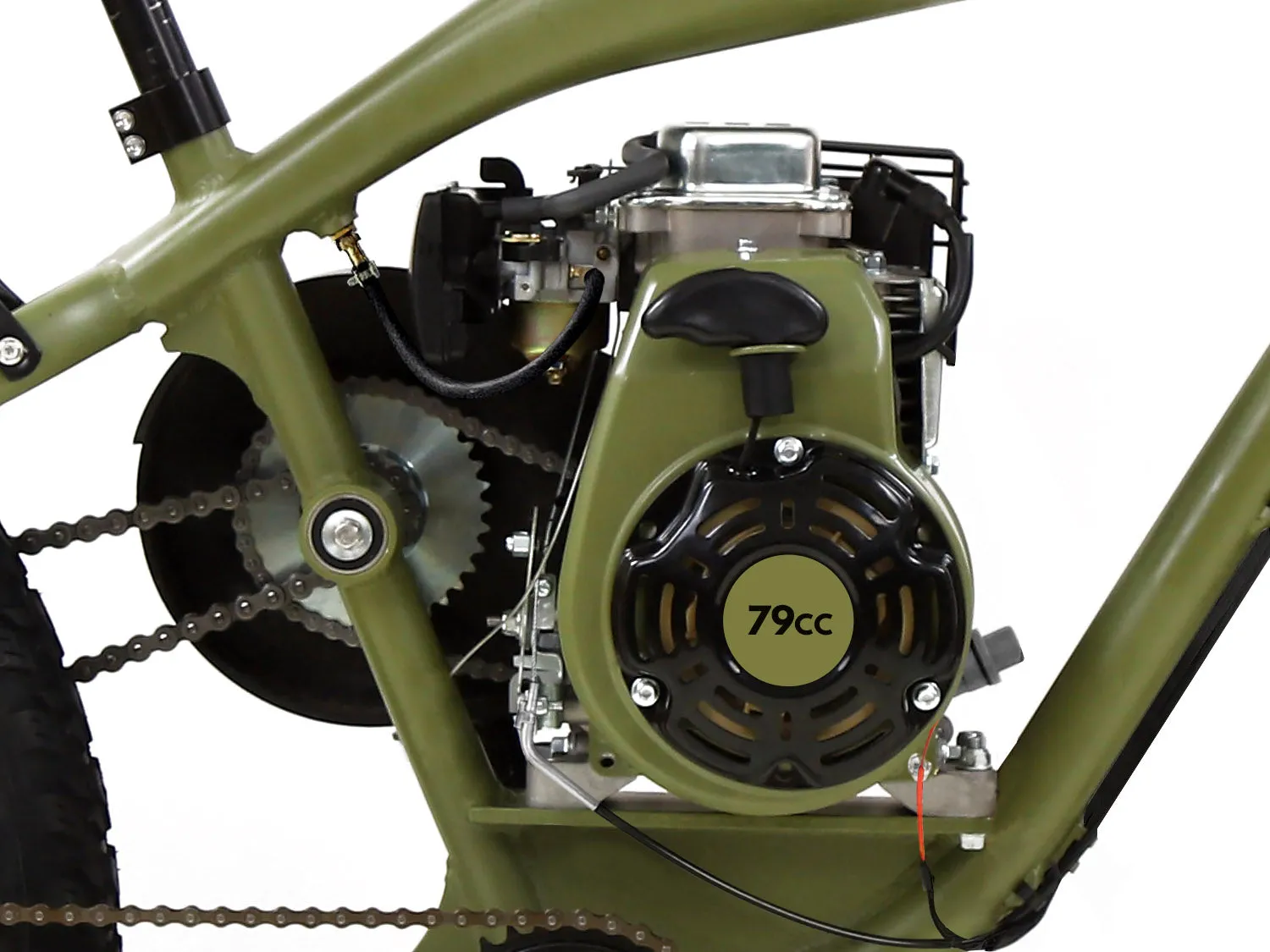 PHATMOTO™ ALL TERRAIN Fat Tire 2021 - 79cc Motorized Bicycle with Hilliard Clutch (Matte Army Green)