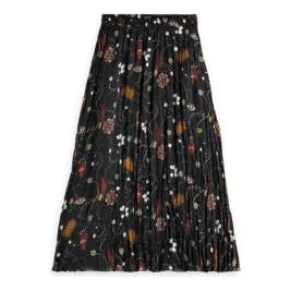 Pleated Printed Crinkle Skirt