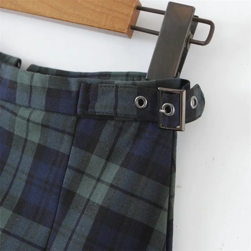 Preppy Plaid Pattern High Waist Mini Skirt