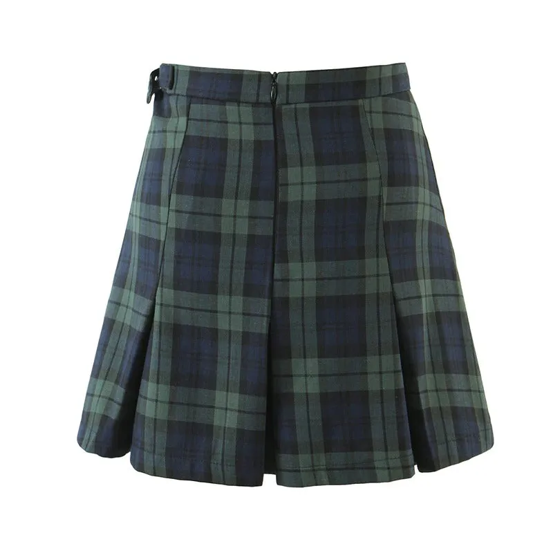 Preppy Plaid Pattern High Waist Mini Skirt