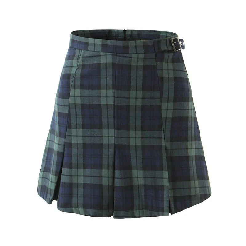 Preppy Plaid Pattern High Waist Mini Skirt